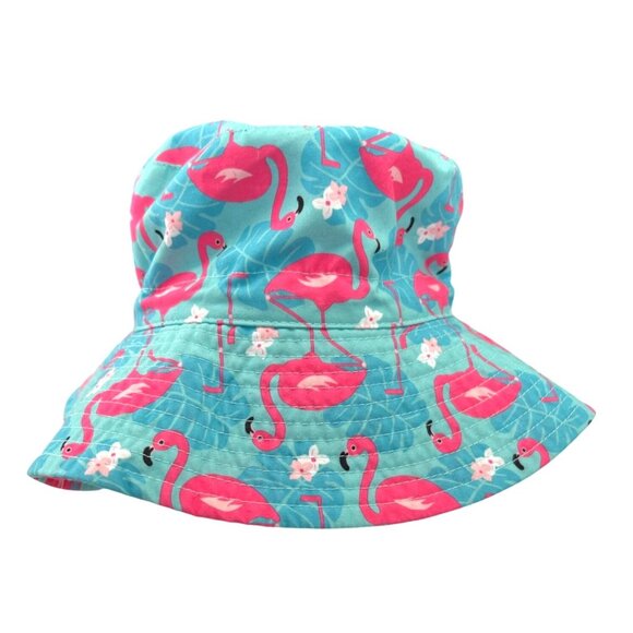 Flamingo Floral Print Bucket Hat Size Small Sun Beach Polyester UV Protection - Picture 1 of 9
